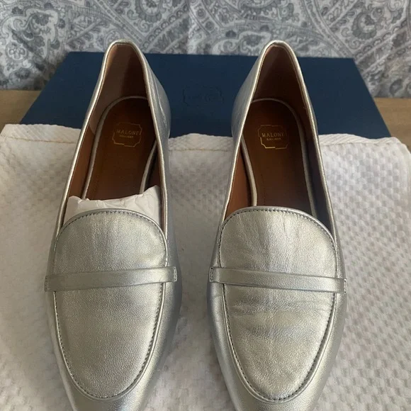 Malone Souliers Bruni Flats Color Silver Size 35- 4.5Hand Made In Italy
